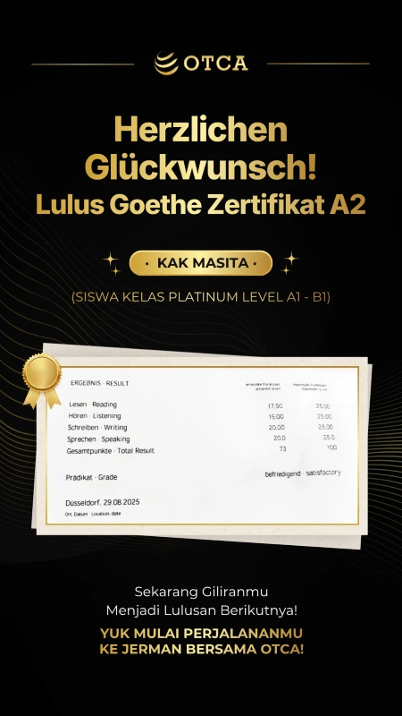 Kak Masita Siswa Kelas Platinum Level A1–B1 Lulus Ujian Goethe